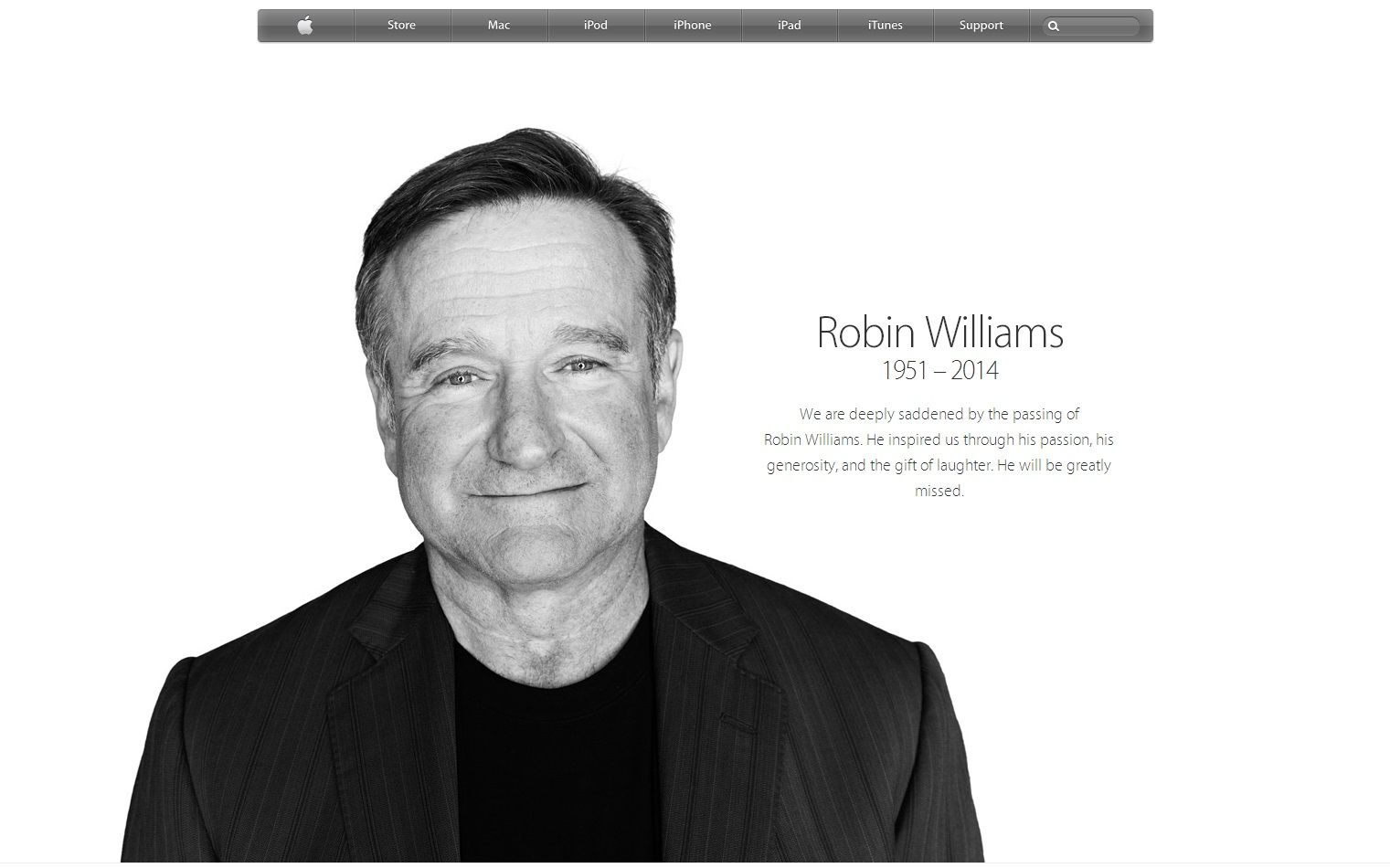 Robin Williams Apple Pays Tribute To Actor On Its Website And Itunes Store