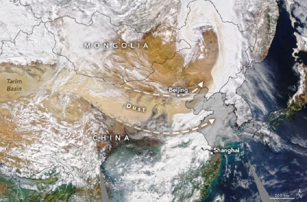 China Sandstorm Nasa Satellite Image Shows Massive Dust Plume