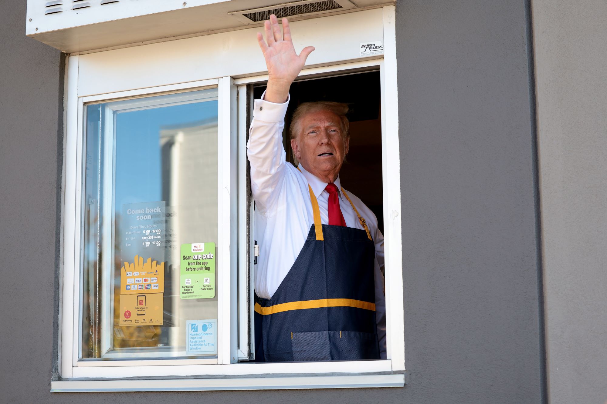 Smiling Trump Shows Off Mcdonald S French Fry Certification Pin