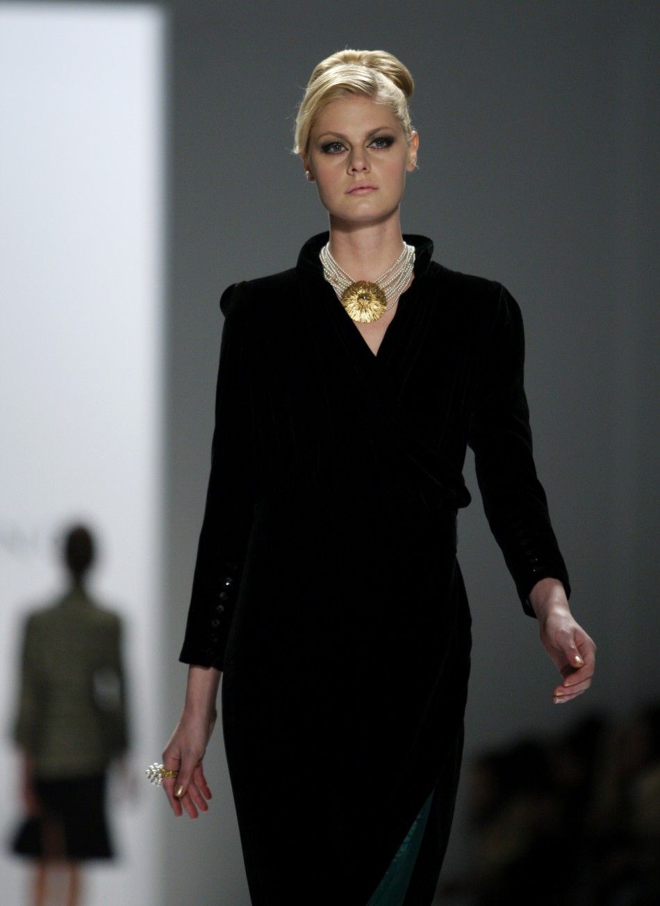 A model presents a creation from the Prete  Bruno FallWinter 2012 collection during New York Fashion Week February 13, 2012. 