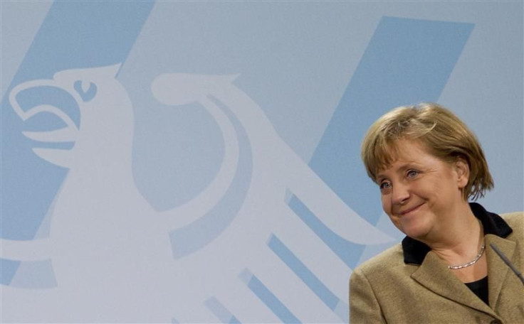 German Chancellor Merkel attends news conference after talks with Macedonian Prime Minister Gruevski at Chancellery in Berlin