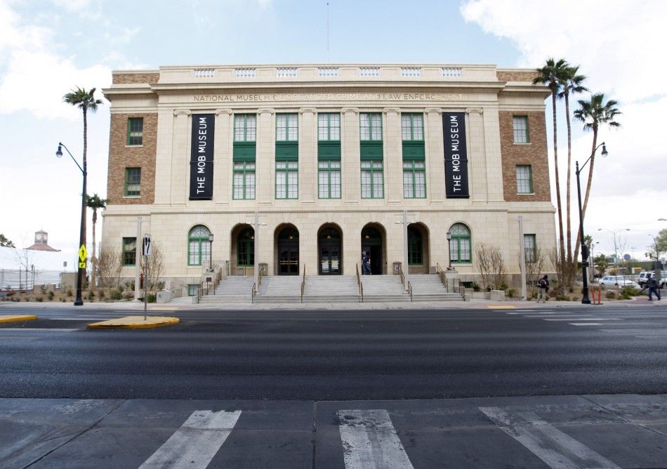 An exterior view of The Mob Museum in Las Vegas