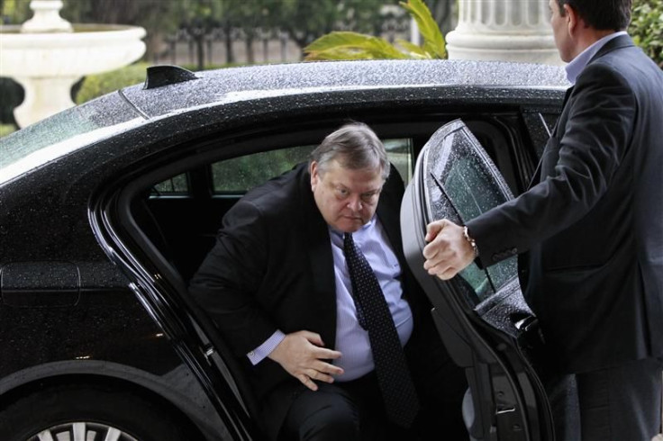 Greece's FM Venizelos arrives at the Presidential palace for a meeting with President Papoulias in Athens