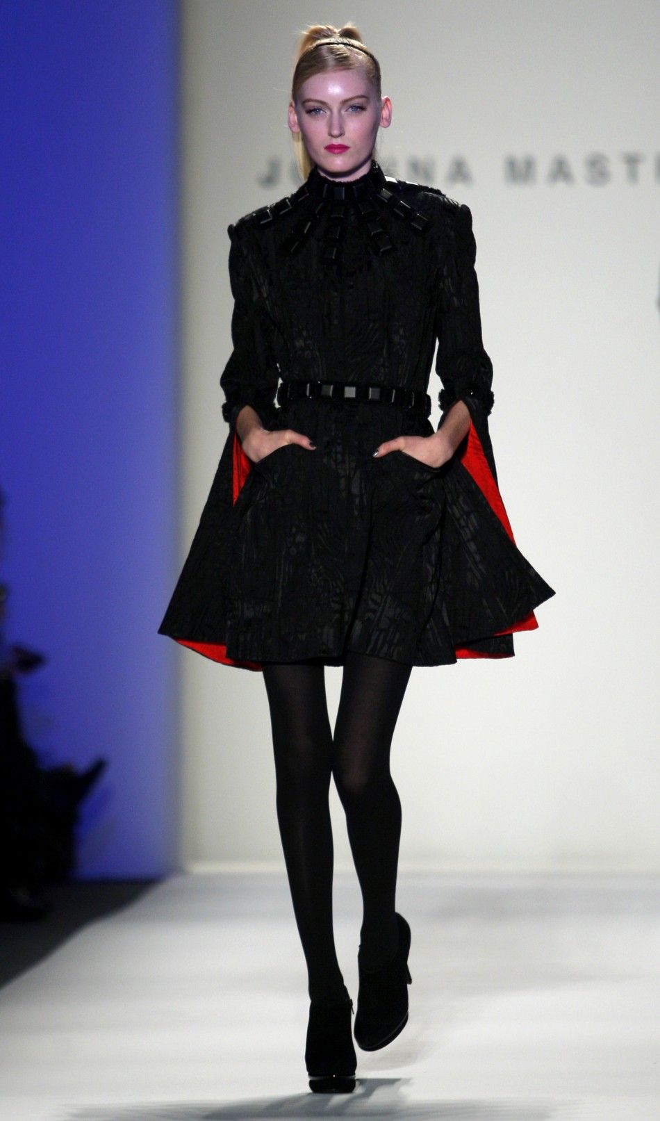 A model presents a creation from the Joanna Mastroianni FallWinter 2012 collection during New York Fashion Week February 15, 2012. 