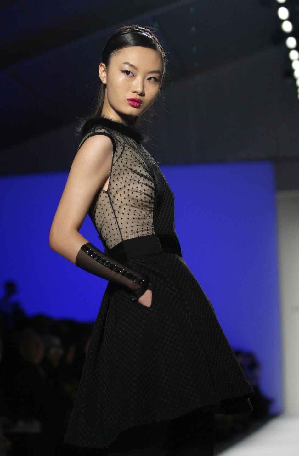 A model presents a creation from the Joanna Mastroianni FallWinter 2012 collection during New York Fashion Week February 15, 2012. 
