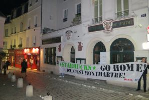 Protests Against Starbucks In Montmartre