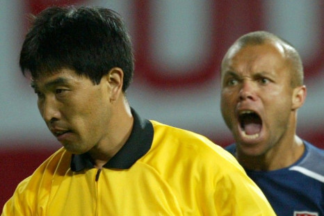 USA&#039;S STEWART SHOUTS AFTER CHINESE REFEREE LU JUN DISALLOWS A USA GOAL IN WORLD CUP FINALS ...