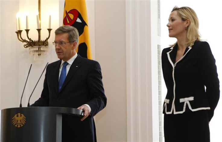 German President Wulff makes a statement in the presidential residence Bellevue Palace in Berlin