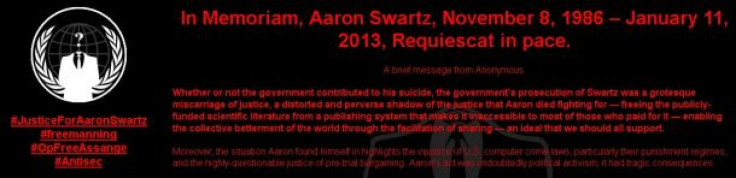 Anonymous Hacks MIT Website After Aaron Swartz’s Suicide
