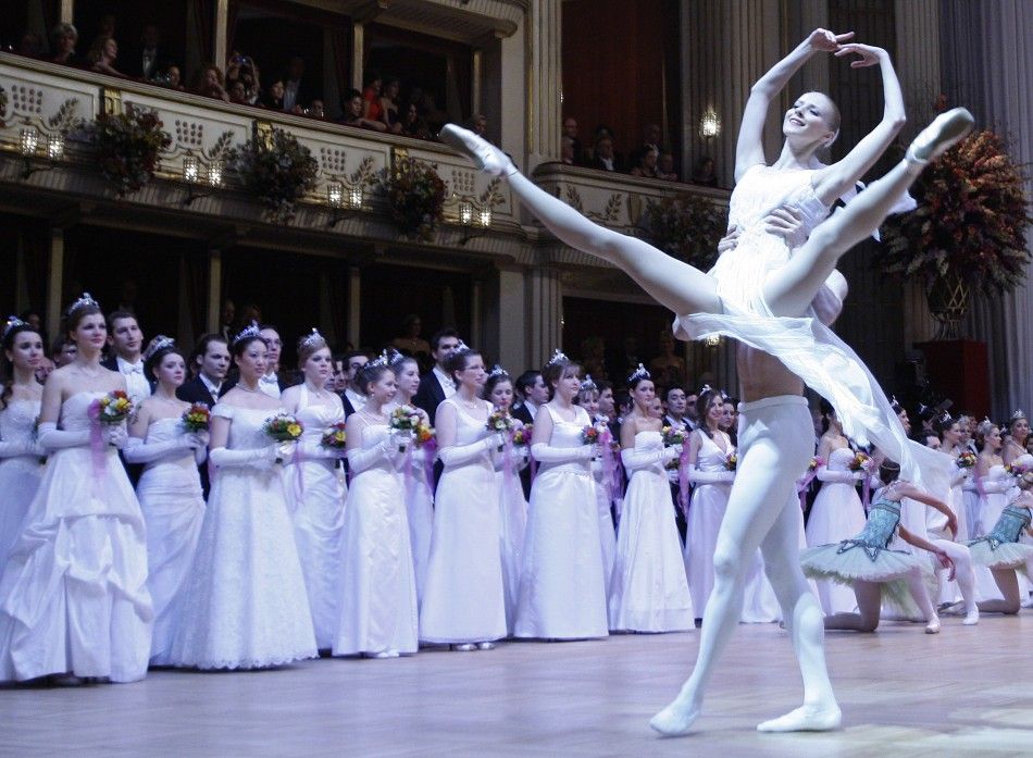 Dancers of the state opera ballett perform during the opening ceremony of the traditional Opera Ball in Vienna