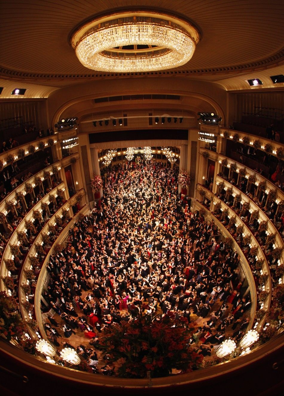 A general view of the Vienna State Opera House during the traditional Opernball, or Opera Ball, in Vienna