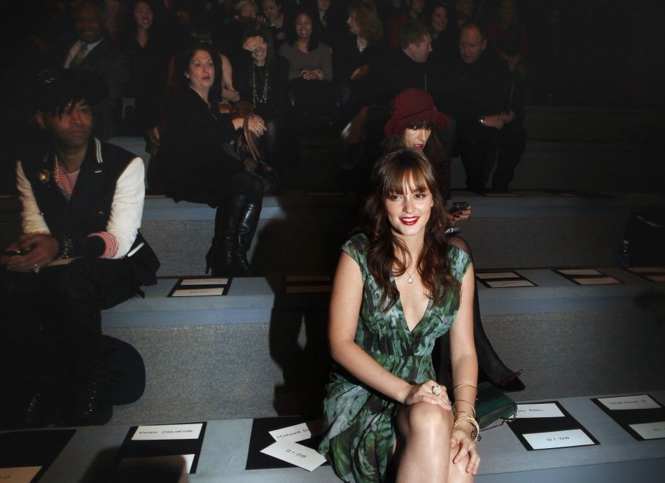 Actress Leighton Meester smiles before a presentation of the Vera Wang FallWinter 2012 collection during New York Fashion Week February 14, 2012