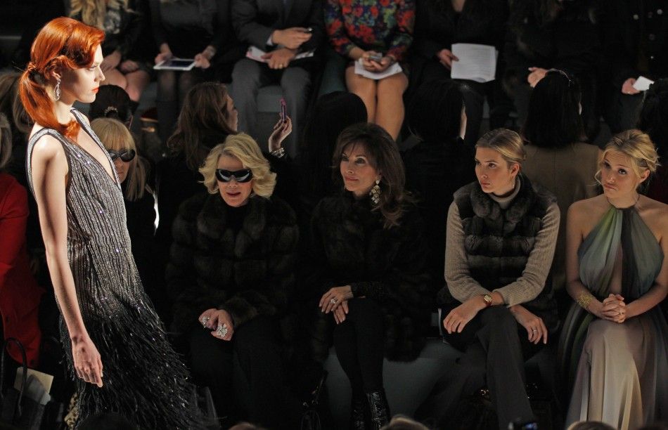 Actress Joan Rivers, actress Susan Lucci, Ivanka Trump and actress Kristin Cavallari look on during a showing of the Dennis Basso FallWinter 2012 collection during the New York Fashion Week February 14, 2012. 