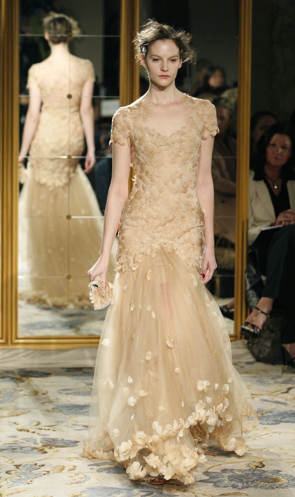 A model presents a creation from the Marchesa FallWinter 2012 collection during New York Fashion Week February 15, 2012. 