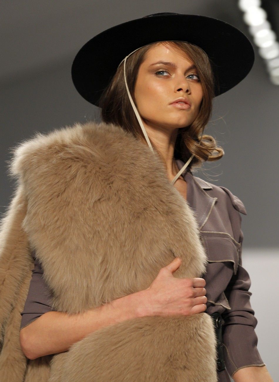A model presents a creation from Carlos Miele FallWinter 2012 collection during New York Fashion Week February 13, 2012. 