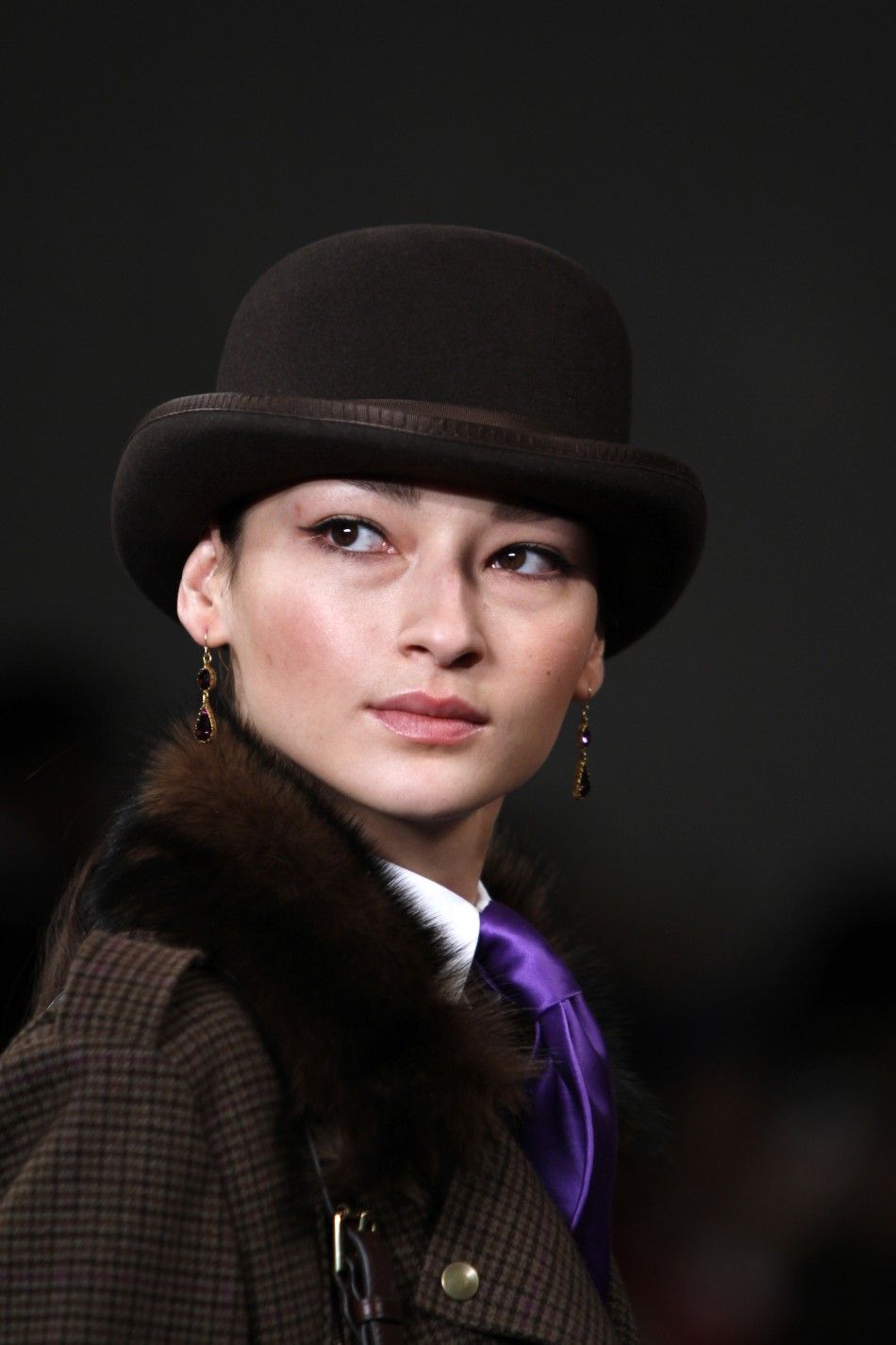 A model presents a creation from the Ralph Lauren FallWinter 2012 collection during New York Fashion Week, February 16, 2012. 