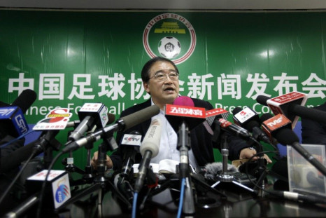 Wei Di, the new head of Chinese Football Association (CFA), speaks at his first news conference in Beijing on Feb. 2, 2010.