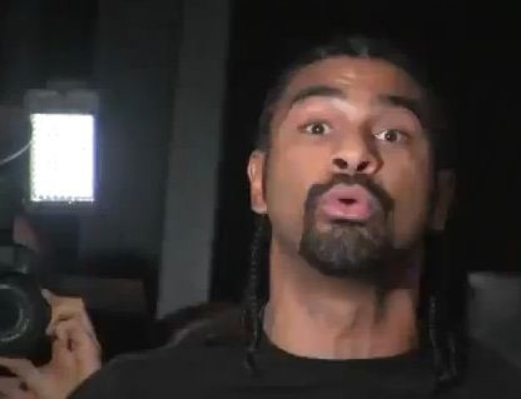 David Haye shouts out at the Vitali Klitschko-Dereck Chisora post-fight news conference, prior to getting into an altercation with Chisora.