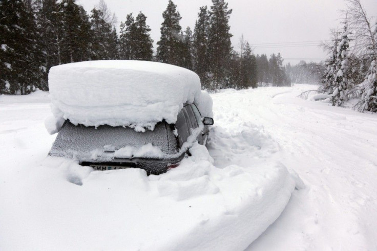 Peter Skyllberg&#039;s snow-covered car, discovered in Northern Sweden.