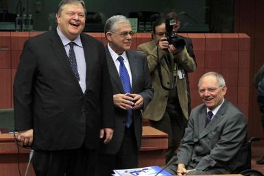 Greece&#039;s Finance Minister Venizelos, Greece&#039;s Prime Minister Papademos and Germany&#039;s Finance Minister Schaeuble attend a Eurogroup meeting in Brussels