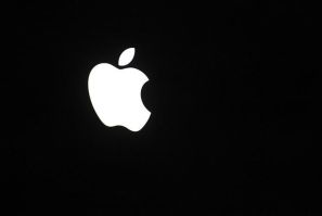 The Apple Inc corporate logo is pictured on rear side of the Macbook Pro notebook computer