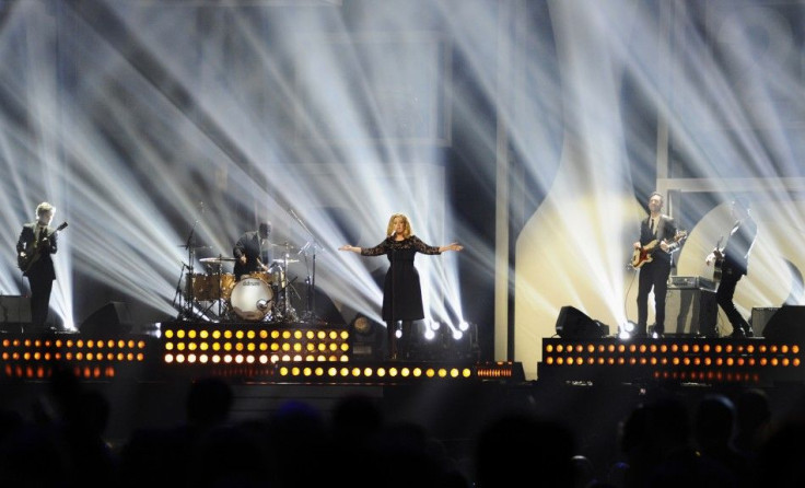 Adele performs during the BRIT Music Awards at the O2 Arena in London