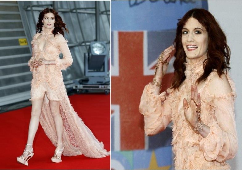 Florence Welch of the band Florence  The Machine arrives for the BRIT Music Awards at the O2 Arena in London February 21, 2012.