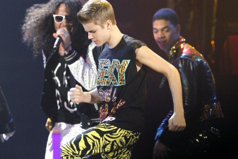 Justin Bieber performs with LMFAO