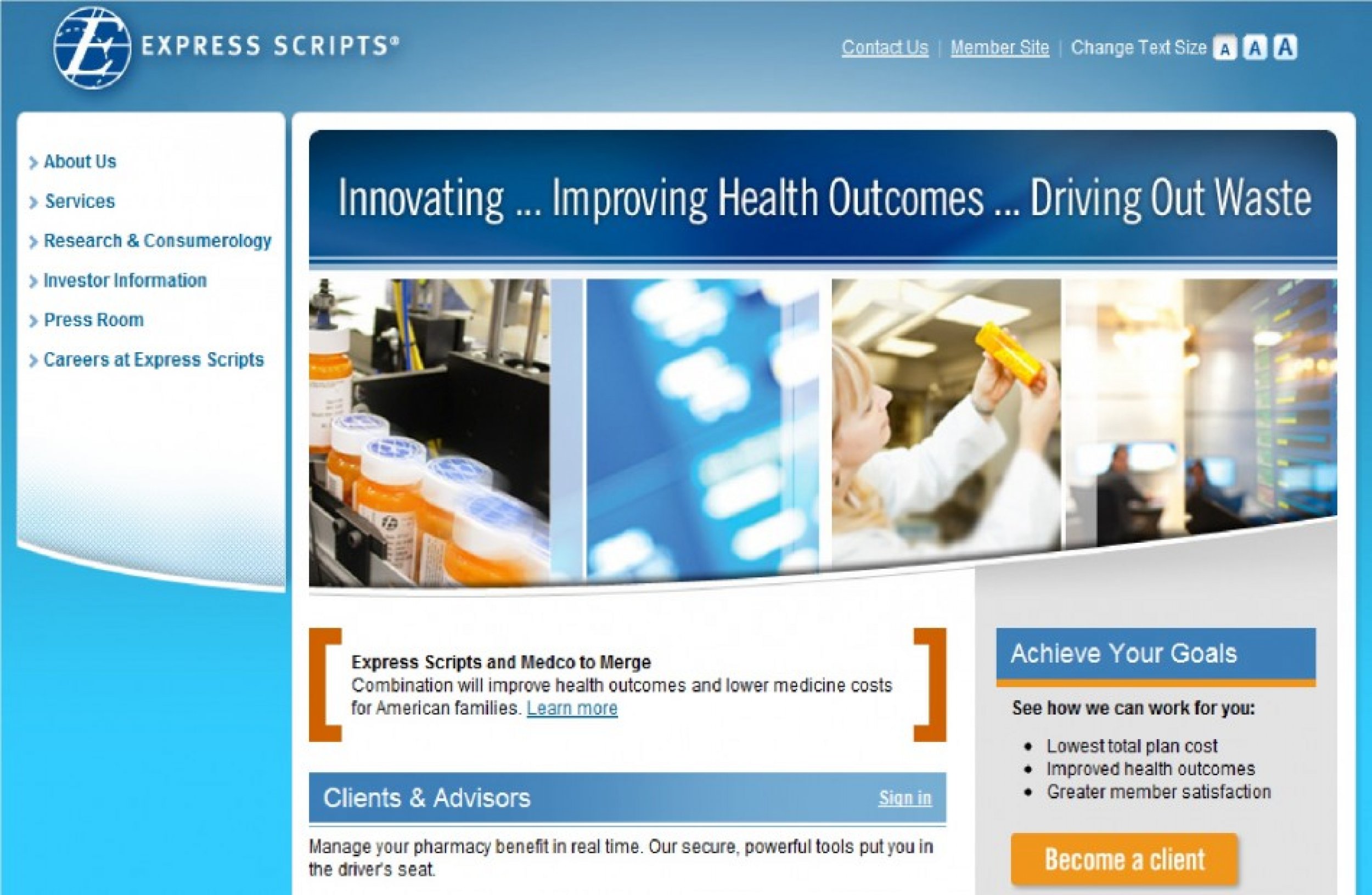 Screenshot from Express Scripts Web site