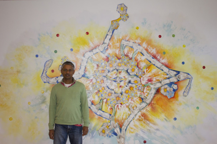 Balasubramanian With Painting of 4-Stranded DNA Structure