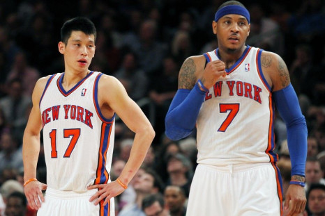 Jeremy Lin and Carmelo Anthony at Madison Square Garden, Feb. 22