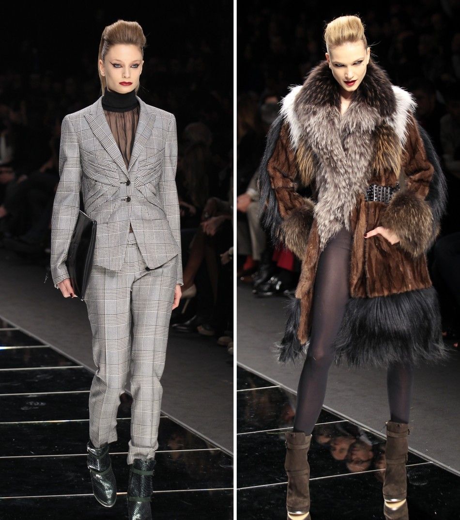 Models present creations from the John Richmond 2012 AutumnWinter collection during Milan Fashion Week February 22, 2012.