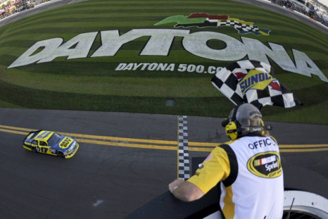 Kenseth takes the checkered flag to win the NASCAR Sprint Cup Gatorade Duel #2 qualifying race for the Daytona 500 in Daytona Beach