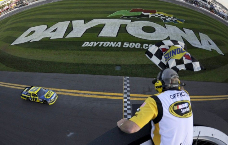 Kenseth takes the checkered flag to win the NASCAR Sprint Cup Gatorade Duel #2 qualifying race for the Daytona 500 in Daytona Beach