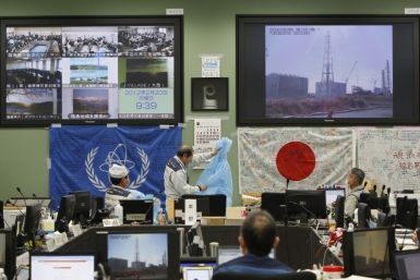 Flags written with supportive messages given by members of the public and foreign countries hang inside the emergency operations center of Tokyo Electric Power Co. (TEPCO)'s tsunami-crippled Fukushima Daiichi nuclear power plant in Fukushima prefectu
