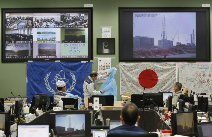 Flags written with supportive messages given by members of the public and foreign countries hang inside the emergency operations center of Tokyo Electric Power Co. (TEPCO)'s tsunami-crippled Fukushima Daiichi nuclear power plant in Fukushima prefectu