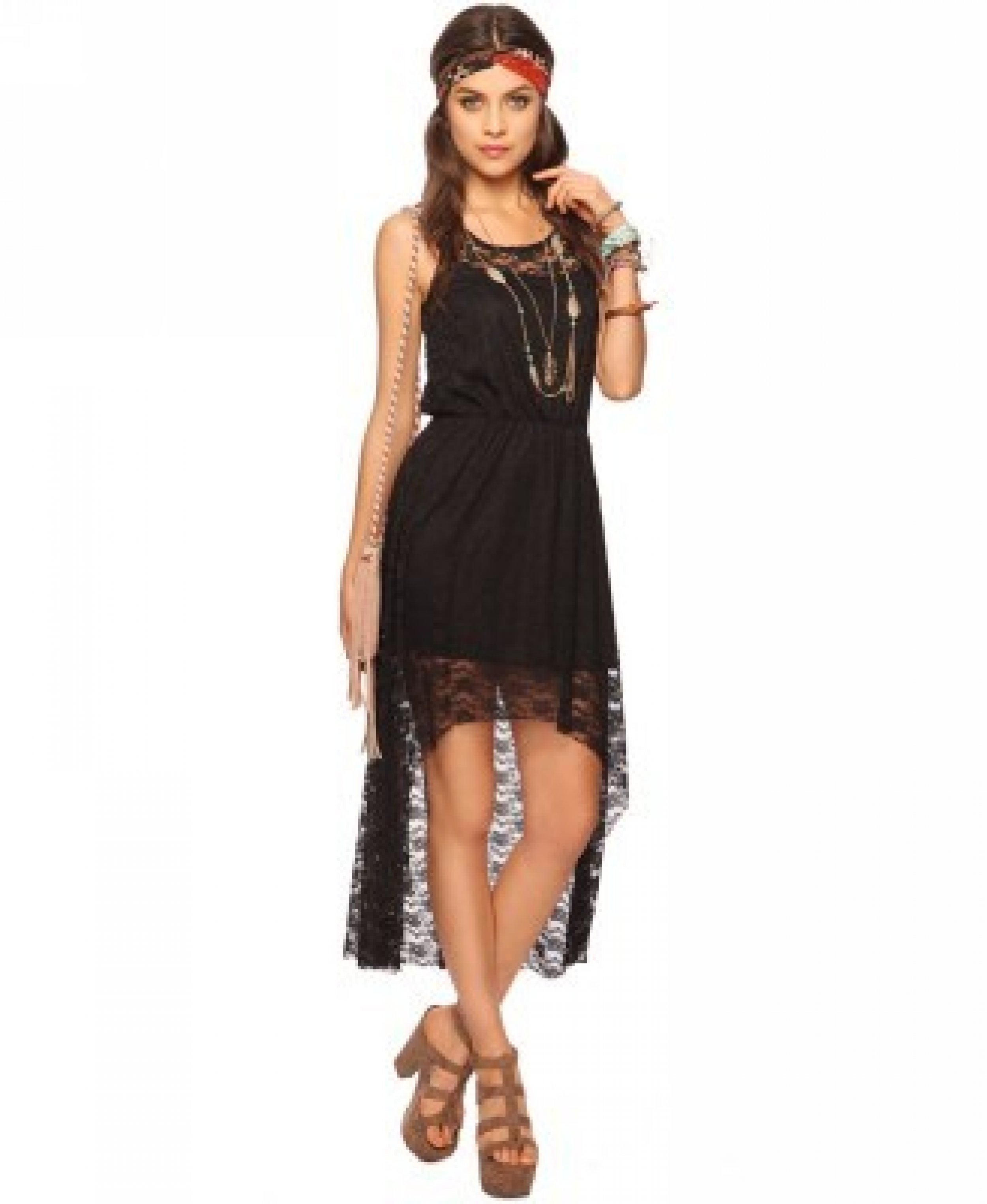 Black Lace High-Low Dress
