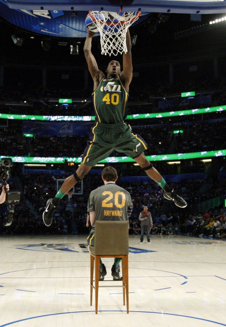 Utah Jazz Evans competes in the slam dunk contest