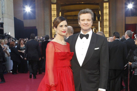 Actor Colin Firth and his wife Livia Giuggioli pose at the 84th Academy Awards in Hollywood, California, February 26, 2012.