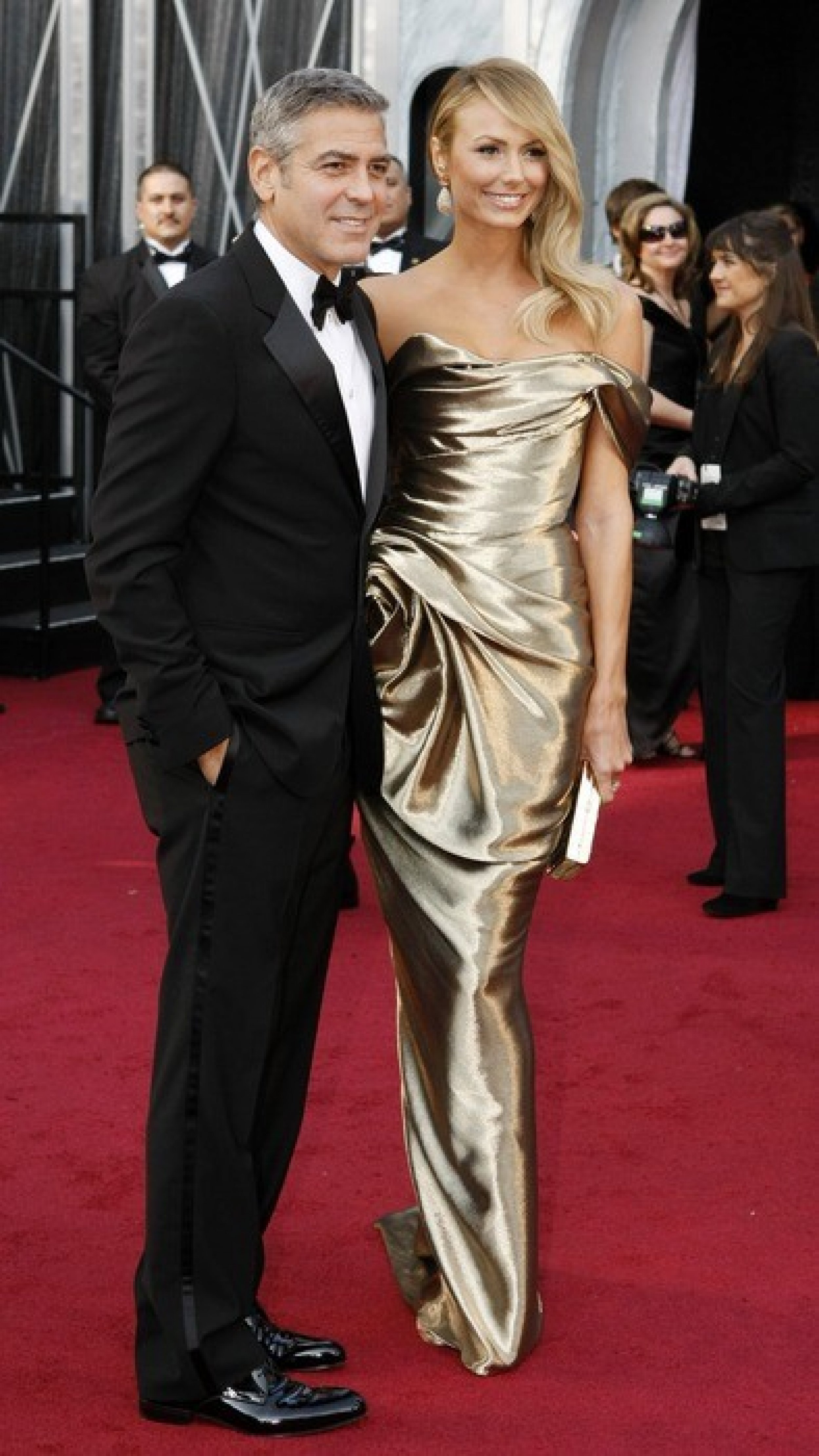 George Clooney and Stacy Keibler arrive at the 84th Academy Awards.