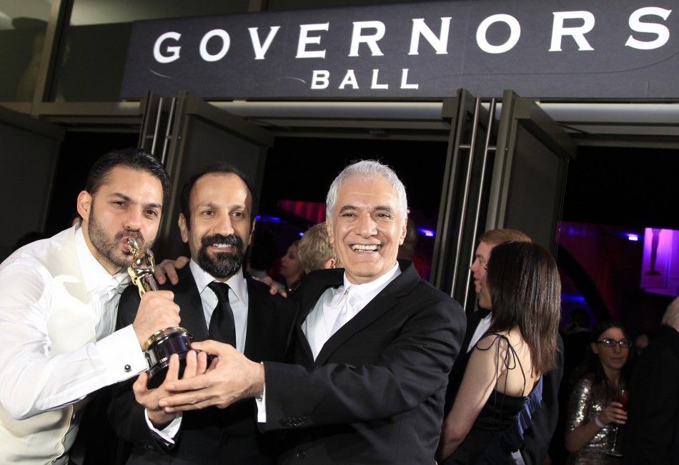 Farhadi, director of Iranian film quotA Separationquot poses with actor Maadi and director of photography Kalari, winner of best foreign language film from Iran, at the Governors Ball at 84th Academy Awards in Hollywood