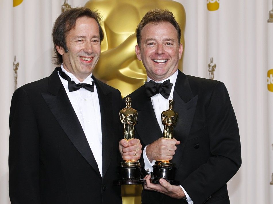 Stockton and Gearty, winners of Sound Editing award for film quotHugoquot, pose during 84th Academy Awards in Hollywood