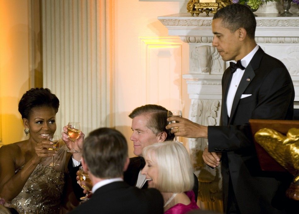 Michelle Obama039s Asymmetric Gown At Governor039s Dinner Outshines Oscar Red Carpet Looks