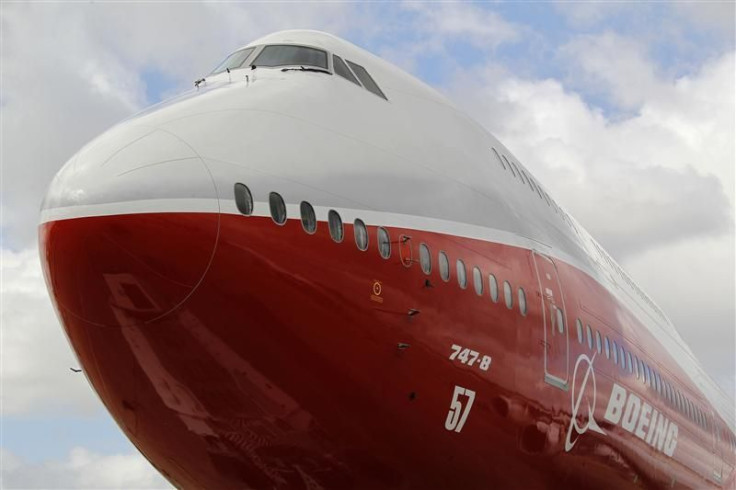 The new Boeing 747-8 Intercontinental jetliner is parked on the eve of the Paris Air Show at Le Bourget airport