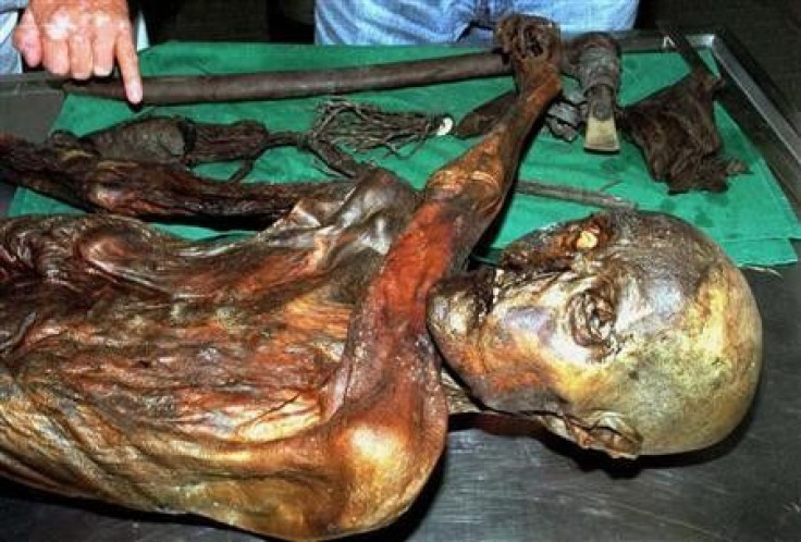 An undated handout file photo shows &#039;&#039;Otzi&#039;&#039;, Italy&#039;s prehistoric iceman.