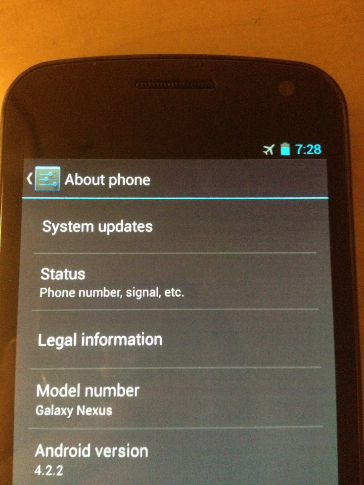 Android 4.2.2 running on Samsung Galaxy Nexus