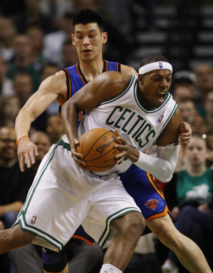 Jeremy Lin guards Paul Pierce