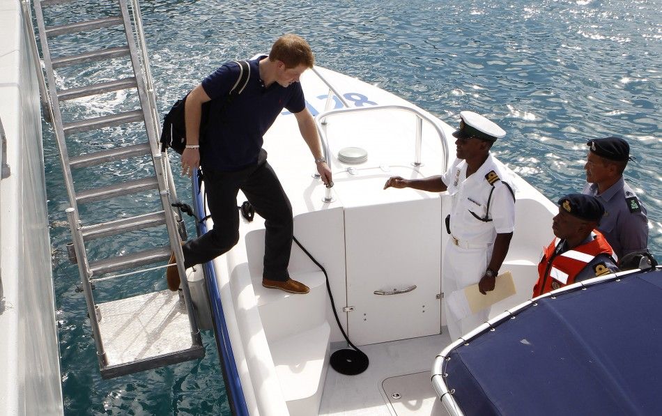 Prince Harry hops on a Boat