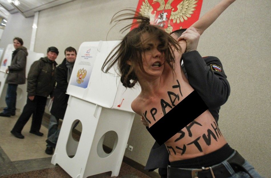 Russia Presidential Election Femen Protest Against Putin