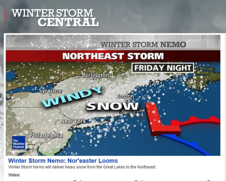 Screen-grab of Weather Channel (Winter Storm Nemo) 